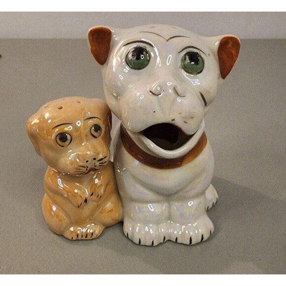 Lusterware Other - Vtg Bonzo Dog Puppy Salt Pepper Shaker Condiment Set Lusterware Japan